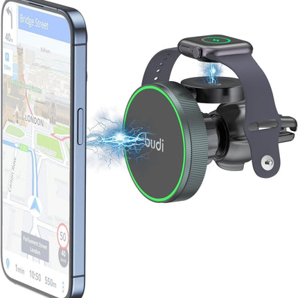 Budi 2 in 1 Universal Magnetic Wireless Car Charger Holder CM570B