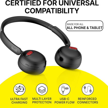 Budi Wireless Stereo Headphones Bluetooth 5.4 EP55B