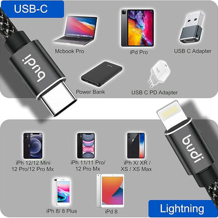 Budi Cable 1M PD27W Aluminum Shell Cable C To L DC206TL10B