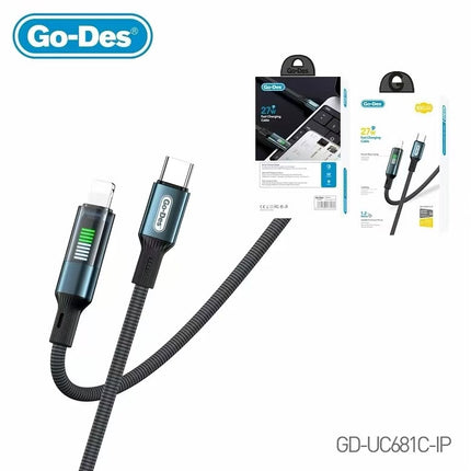 Go-Des GD-UC681C-IP 1.2M 27W Fast Charging Cable USB C to L