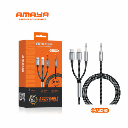 Amaya AUX-05 Audio Cable 3.5mm to 3.5mm+ Type-C+ Lightning