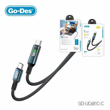Go-Des 1.2M Fast Cable USB-C to USB-C 60w GD-UC681C-C Cable