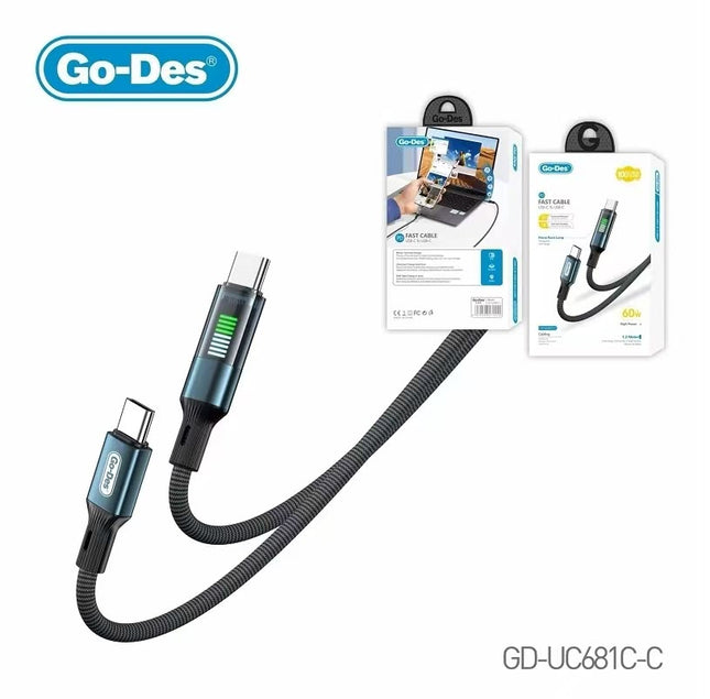 Go-Des 1.2M Fast Cable USB-C to USB-C 60w GD-UC681C-C Cable