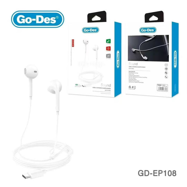 Écouteurs Intra-Auriculaires Filaires USB-C Go-Des GD-EP108