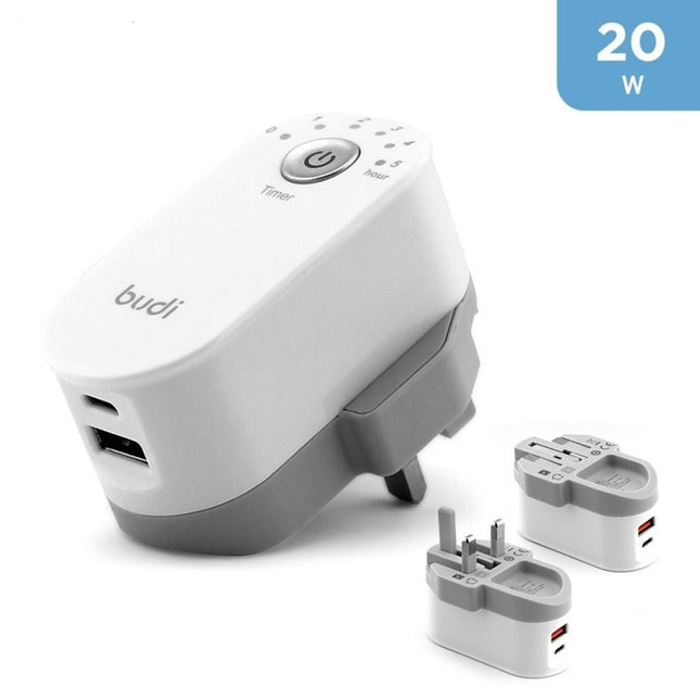 Budi Plugs PD 20W And QC3.0 Timer Charger