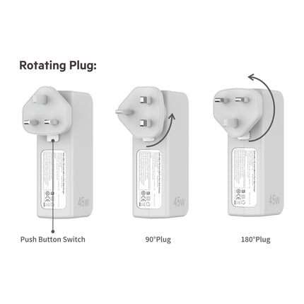 Budi Plugs 45W 6 Port PD Wall Charger AC301RUW