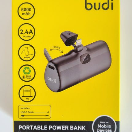 budi Portable Power Bank 5000mAh – 2.4A fast Apple Iphone Connector (iOS)