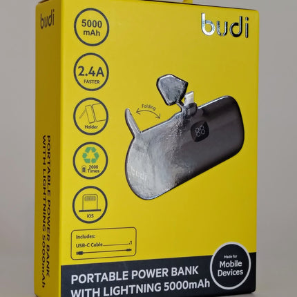 budi Portable Power Bank 5000mAh – 2.4A fast Apple Iphone Connector (iOS)