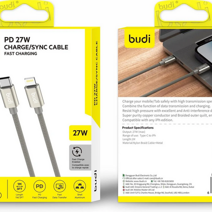 budi - PD 27w Lightning Braided Nylon Charging Cable