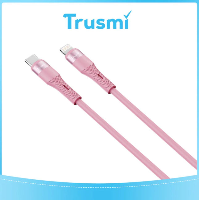 PD 20W USB-C to Lightning Silicone Cable – Fast Charging – 1m  TRUSMI CA34-073 – Pink