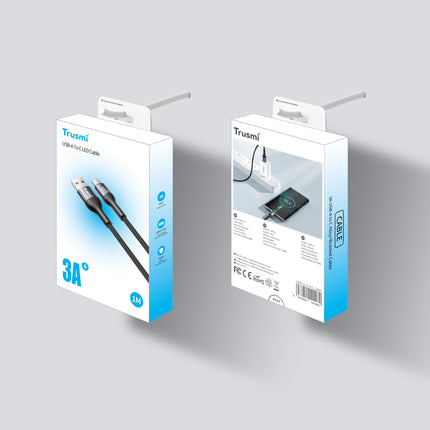 3A Fast Charging LED Aluminum Alloy Braided Cable TRUSMI CA45-11  – 1m – Black