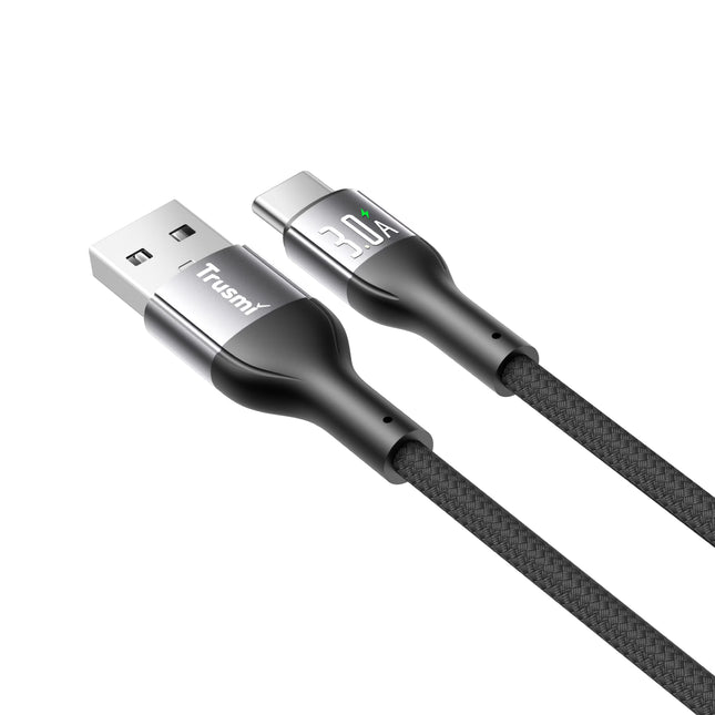 3A Fast Charging LED Aluminum Alloy Braided Cable TRUSMI CA45-11  – 1m – Black