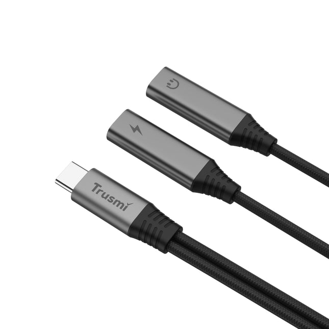 TRUSMI CA51-01 2-in-1 USB-C Female Adapter Cable – Audio & 60W Fast Charging – 13cm