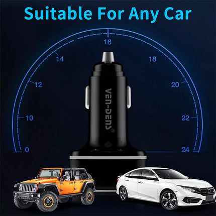 Ven-Des PD 18W/20W Dual USB Type-C Fast Car Charger – Compact Rapid Charging Adapter