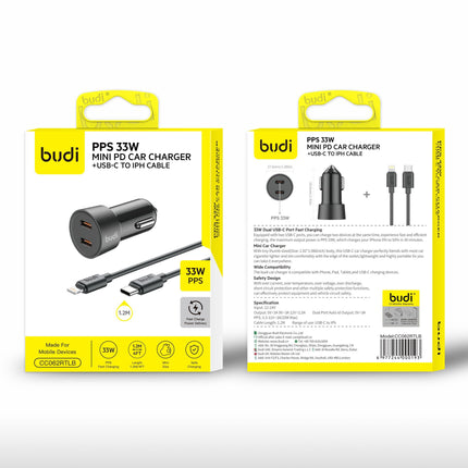 Budi Dual T.C Car Charger + C to L Cable PPS33W CC062RTLB