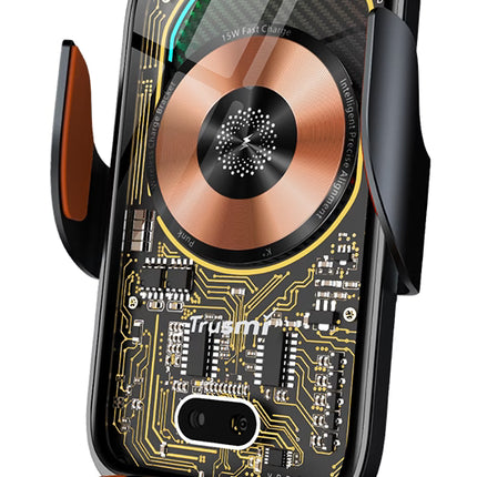 Trusmi CC07-011 | 15W Wireless Car Charger – Auto-Clamping Sensor Mount, Multi-Port Support (Lighting/Type-C/Micro)