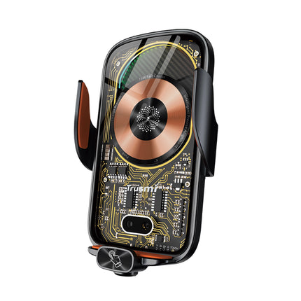 Trusmi CC07-011 | 15W Wireless Car Charger – Auto-Clamping Sensor Mount, Multi-Port Support (Lighting/Type-C/Micro)