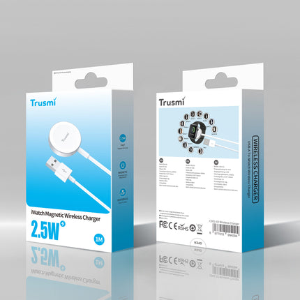 TRUSMI CD01-03 iPhone 2.5W USB-A Magnetic Wireless Charger for iWatch White 1M