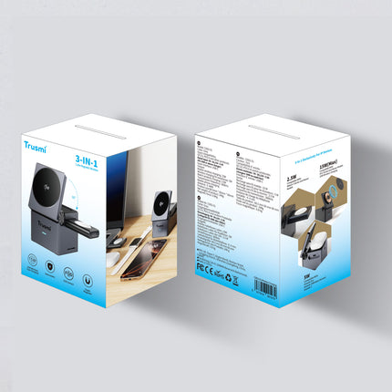 TRUSMI CD02-01 Qi2 3-in-1 Cube Wireless Charging Station Gray