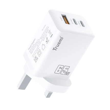 TRUSMI PD65W GaN Fast Charger CH03-044 – 1 USB-A + 2 USB-C Multi-Port Wall Adapter – High-Speed Charging for Laptop, Tablet