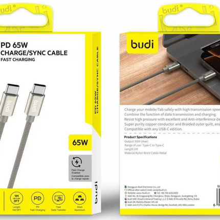 budi - PD 65w Type-C Braided Nylon Charging Cable