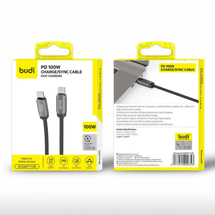 Budi Cable PD 100W Fash Charging Cable Braided C To C DC266TT12B