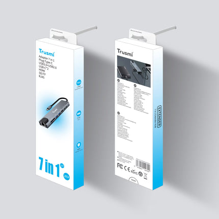 TRUSMI DS01-02 Type-C to USB 3.0*2+Type-C*2+HDMI+RJ45+SD/TF PD100W