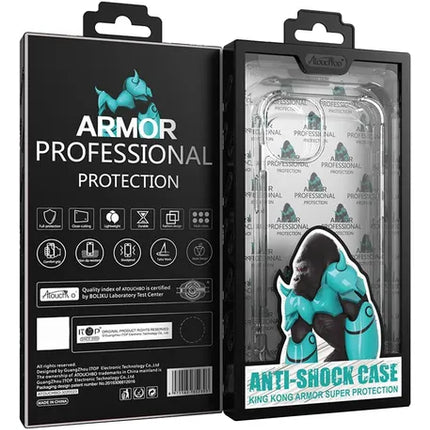 Shockproof Clear Case for iPhone 15 Series – King Kong Tough Armor Edges, Crystal Transparent Back