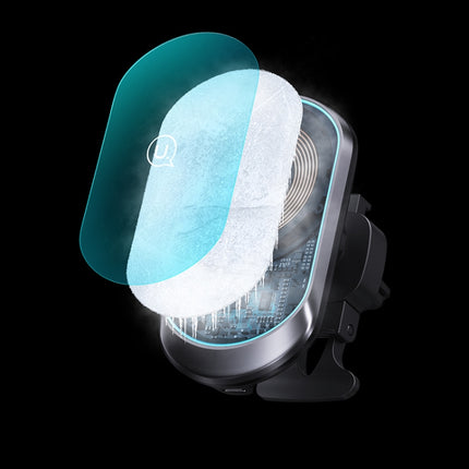 USAMS US-CD182 Magnetic Wireless Car Phone Holder – 15W Fast Charging, Universal Fit, Black