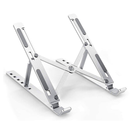 Aluminum Adjustable Laptop Stand – Portable Foldable Desk Riser for MacBook, HP, Lenovo, Dell & Tablets 10"-15.6" (Silver)