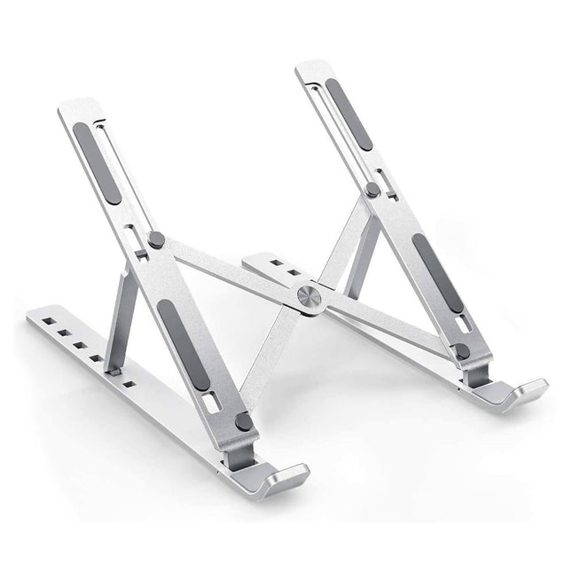 Aluminum Adjustable Laptop Stand – Portable Foldable Desk Riser for MacBook, HP, Lenovo, Dell & Tablets 10"-15.6" (Silver)