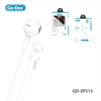 Go- Des GD-EP513 Wired In- Ear Lightning Earphones
