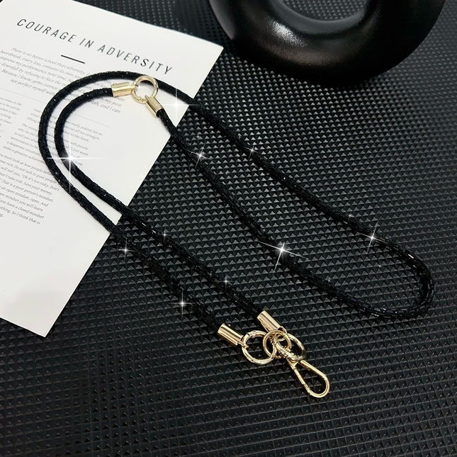 Glitter Cross-body + Hand Wrist Lanyard Strap (Sholder Strap) 120cm Black