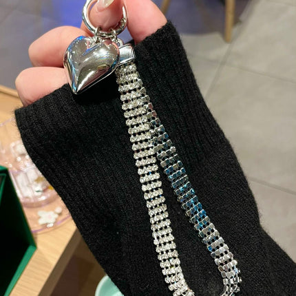 Glitter Hand Wrist Lanyard Strap Sliver