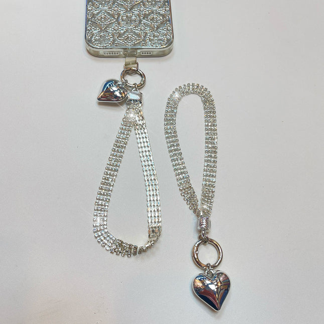 Glitter Hand Wrist Lanyard Strap Sliver