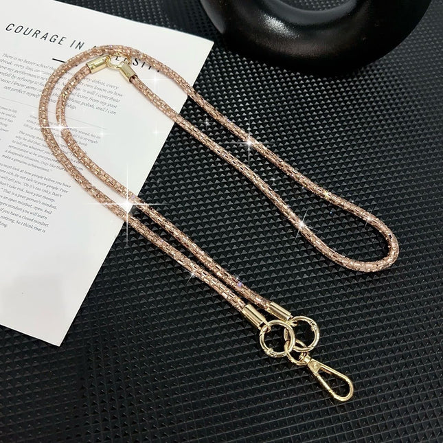 Glitter Cross-body + Hand Wrist Lanyard Strap (Sholder Strap) 120cm Rose