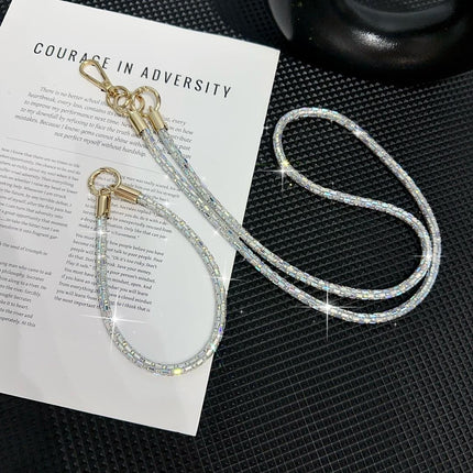 Glitter Cross-body + Hand Wrist Lanyard Strap (Sholder Strap) 120cm Sliver
