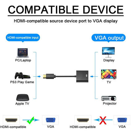 HDMI To VGA Female Converter Adapter Cable