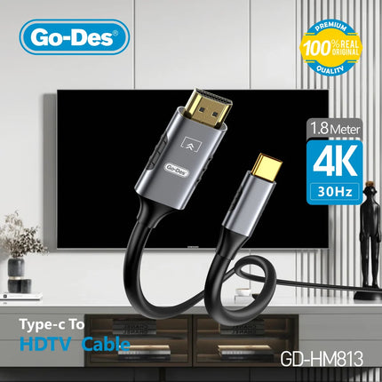 Go-Des 1.8M Type-C To HDMI Cable GD-HM813 4K 30Hz Cable