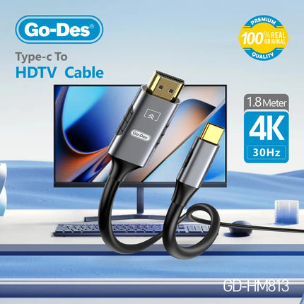 Go-Des 1.8M Type-C To HDMI Cable GD-HM813 4K 30Hz Cable