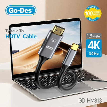 Go-Des 1.8M Type-C To HDMI Cable GD-HM813 4K 30Hz Cable