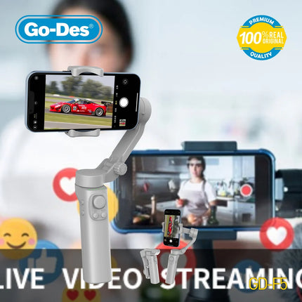 Go-Des 3 Axis Foldable APP Control Handheld Gimbal Face Object Tracking Stabilizer for Vlog Live Video