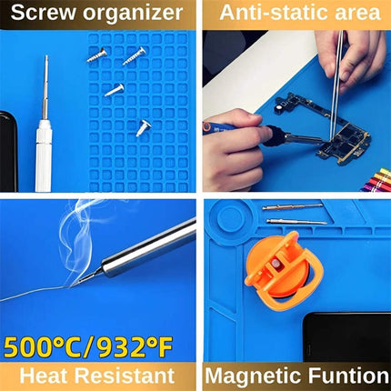 Silicone Soldering Mat Heat Resistant Anti Static Magnetic Repair Pad for Phone Laptop Electronics