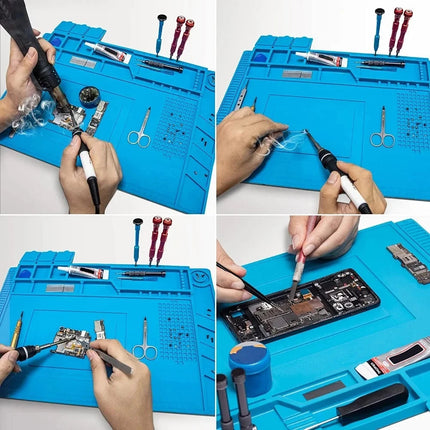 Silicone Soldering Mat Heat Resistant Anti Static Magnetic Repair Pad for Phone Laptop Electronics