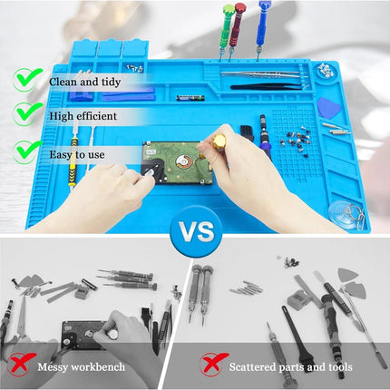 Silicone Soldering Mat Heat Resistant Anti Static Magnetic Repair Pad for Phone Laptop Electronics