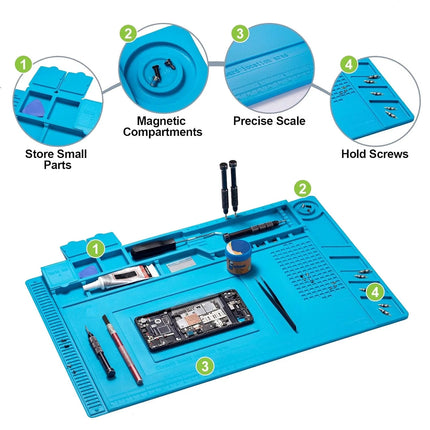 Silicone Soldering Mat Heat Resistant Anti Static Magnetic Repair Pad for Phone Laptop Electronics