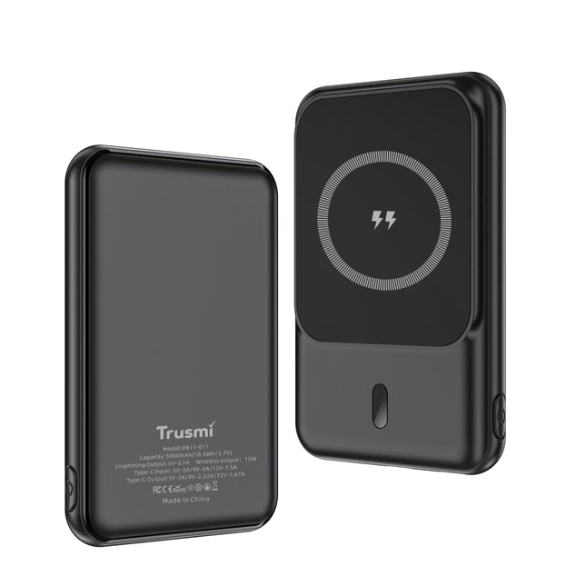 TRUSMI PB11-011 Wireless Power Bank | 5000mAh | 20W PD Fast Charging | 15W Wireless Output | Compact & Portable
