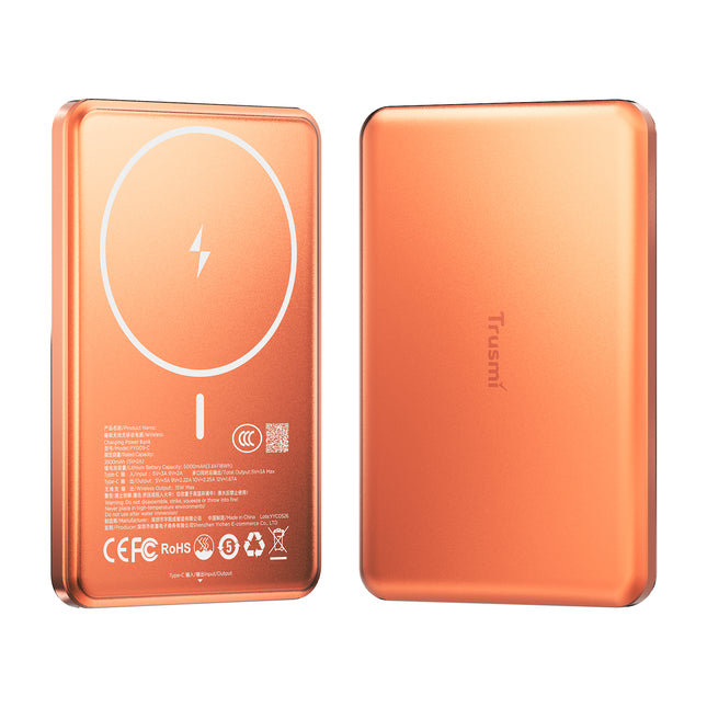 TRUSMI PY009-C MAGO PD20W Ultra thin Magnetic Wireless Power Bank 5000mAh- Orange