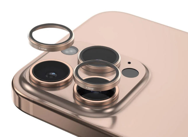 Premium (3 In 1)  Back Camera Glass  iPh 16 Pro Max / 16 Pro Gold