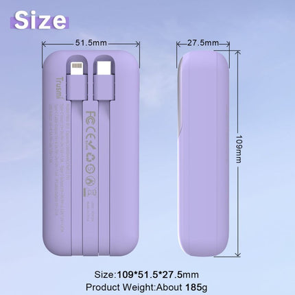 TRUSMI Ultra Mini 10000mAh Power Bank – 22.5W Fast Charging | Built-in Lightning & Type-C Cables | Digital Display